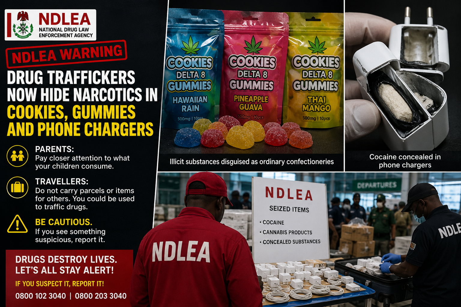 Beware of What You Carry: NDLEA Reveals How Traffickers Hide Cocaine in Everyday Items